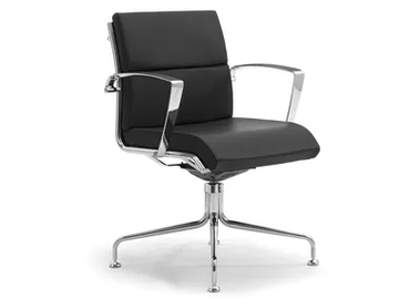 ORIGAMI CU - Swivel trestle-based leather chair with armrests by Leyform - view 2