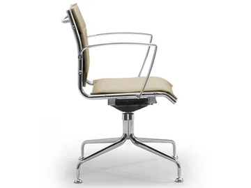 ORIGAMI X - Swivel trestle-based leather chair with armrests by Leyform - view 2
