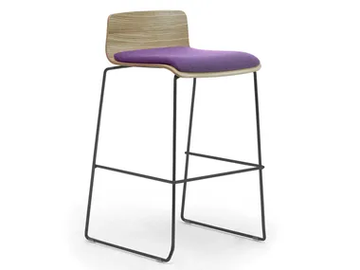 ZEROSEDICI WOOD - High sled base wood veneer and steel stool by Leyform - view 2