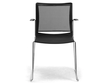 ILIKE RE - Sled base steel, polypropylene and mesh chair wit armrests by Leyform - view 3