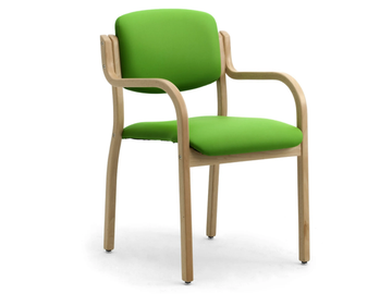 KALOS 3 - Stackable laminated wood and fabric chair with armrests by Leyform - view 3