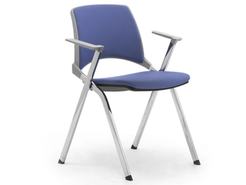 KEY OK - Chrome plated steel and fabric chair with armrests by Leyform - view 2