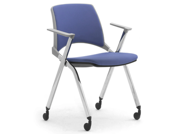 KEY OK - Chrome plated steel and fabric chair with armrests by Leyform - view 3