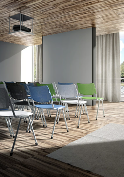 LAMIA - Stackable polypropylene chair with linking device open back by Leyform - view 3