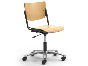 LAMIA - Wooden office chair with castors with 5-Spoke base by Leyform - view 2