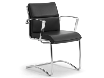ORIGAMI CU - Cantilever leather chair with armrests by Leyform - view 3