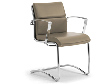 ORIGAMI CU - Cantilever leather chair with armrests by Leyform - view 2
