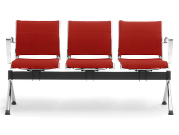 ORIGAMI X - Freestanding chrome plated steel and leather beam seating by Leyform - view 2