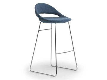 SAMBA - High sled base steel and fabric stool with back by Leyform - view 2