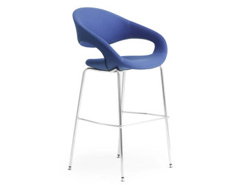 SAMBA - High steel and fabric stool with armrests by Leyform - view 2