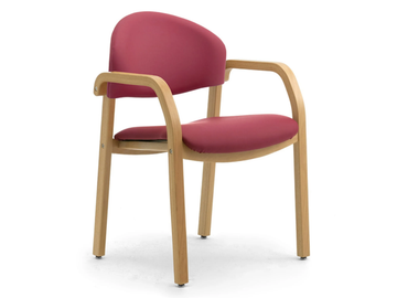 SOLEIL - Stackable laminated wood and fabric chair with armrests by Leyform - view 3