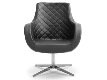 VICTORIA - With 4-spoke base leather easy chair with armrests by Leyform - view 2