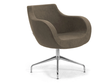 VICTORIA - Trestle-based leather easy chair with armrests by Leyform - view 2