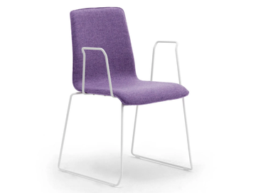ZEROSEDICI - Sled base fabric chair with armrests with linking device by Leyform - view 2