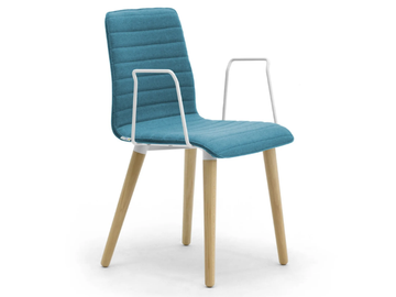 ZEROSEDICI - Wooden and fabric chair with linking device with armrests by Leyform - view 2