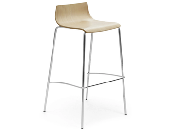 MY STOOL - High multi-layer wood and chrome steel stool by Leyform - view 2