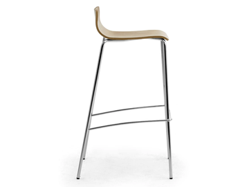 MY STOOL - High multi-layer wood and chrome steel stool by Leyform - view 3