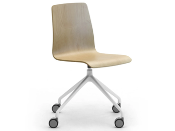 ZEROSEDICI WOOD - Trestle-based multi-layer wood chair with castors by Leyform - view 2