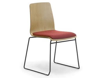ZEROSEDICI WOOD - Sled base multi-layer wood chair with linking device with integrated cushion by Leyform - view 2