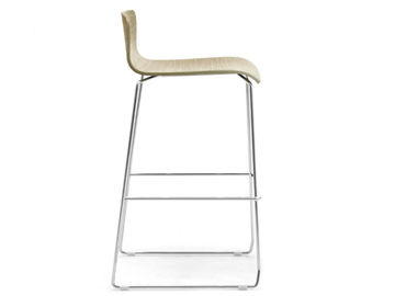 ZEROSEDICI WOOD - High stackable sled base steel and wood veneer stool by Leyform - view 2