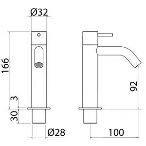 COLD 001 - Countertop single handle stainless steel washbasin mixer by Linki - view 3