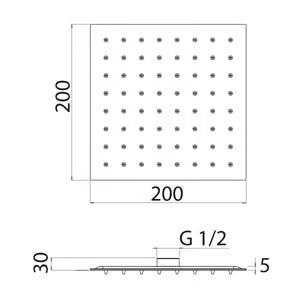 SOF033 - Square extra flat stainless steel overhead shower by Linki - view 3