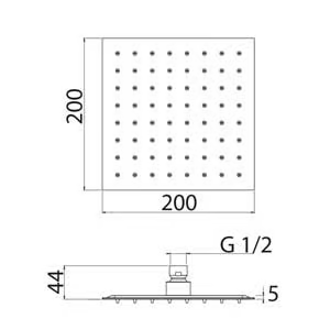 SOF037 - Adjustable square stainless steel overhead shower by Linki - view 3