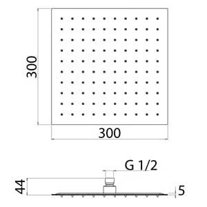 SOF041 - Adjustable square stainless steel overhead shower by Linki - view 3