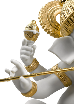 BANSURI GANESHA GOLDEN - Porcelain decorative object by Lladró - view 3