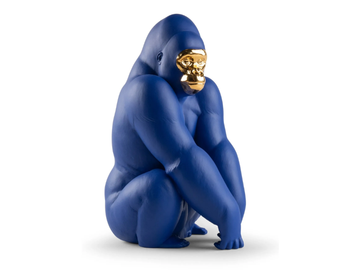 GORILLA - BLUE AND GOLD - Porcelain decorative object by Lladró - view 2