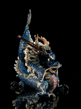 GREAT DRAGON BLUE ENAMEL - Porcelain decorative object by Lladró - view 3