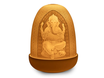 LORD GANESHA AND GODDESS LAKSHMI DOME - Rechargeable porcelain table lamp by Lladró - view 2