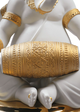 MRIDANGAM GANESHA GOLDEN - Porcelain decorative object by Lladró - view 3