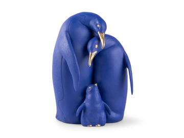 PENGUIN FAMILY - BLUE AND GOLD - Porcelain decorative object by Lladró - view 2