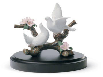 DOVES ON A CHERRY TREE - Porcelain decorative object by Lladró - view 2