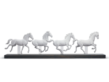 GALLOPING HERD HORSES WHITE - Porcelain decorative object by Lladró - view 2