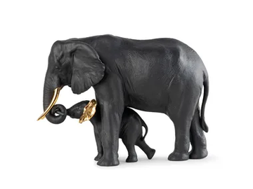 ELEPHANT (BLACK) - Porcelain decorative object by Lladró - view 2