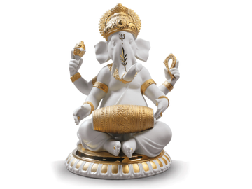 MRIDANGAM GANESHA GOLDEN - Porcelain decorative object by Lladró - view 2