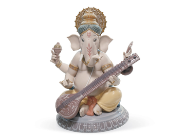 VEENA GANESHA - Porcelain decorative object by Lladró - view 2