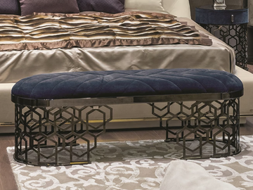 AMANDA - Upholstered leather bench by Longhi - view 2