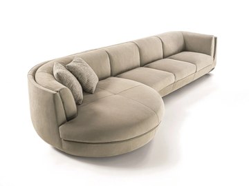 BRAVERY - Leather and fabric sofa with chaise longue by Longhi - view 3