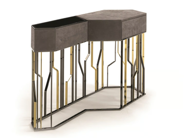 GINZA EVO - Leather console table with drawers by Longhi - view 3