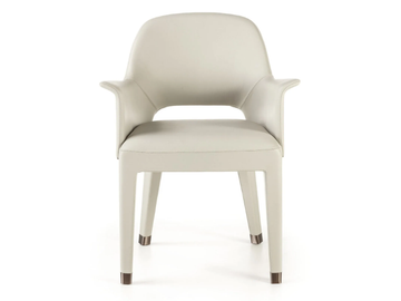 HARMONY - Upholstered leather chair with armrests by Longhi - view 3