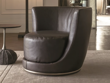 LAURENT - Swivel leather armchair by Longhi - view 2
