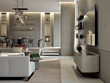 FOREVER SYSTEM LIVING - Leather boiserie by Longhi - view 2