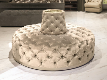 MIUR - Tufted round fabric bench by Longhi - view 2