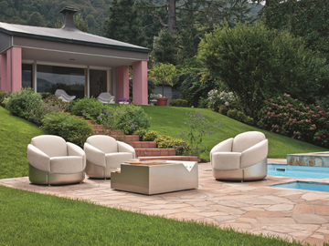 ROADSTER - Square garden side table with tray by Longhi - view 3