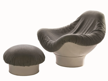 RODICA - Swivel Dacron® armchair with footstool by Longhi - view 3