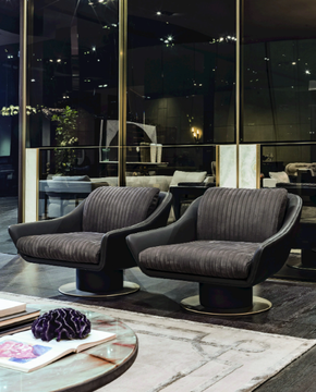 SOL - Swivel armchair with armrests by Longhi - view 3