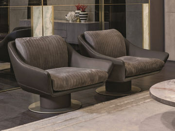SOL - Swivel armchair with armrests by Longhi - view 2